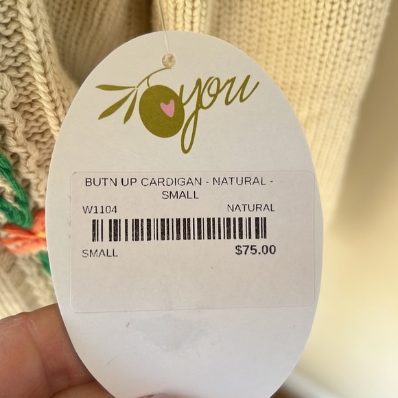 NWT By Together Wall Flower Cable Button Up Cardigan in Natural.  Size Small - Picture 3 of 7